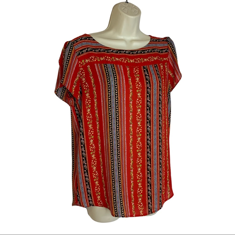 LOFT Blouse Women’s Red Floral Dressy Casual Top